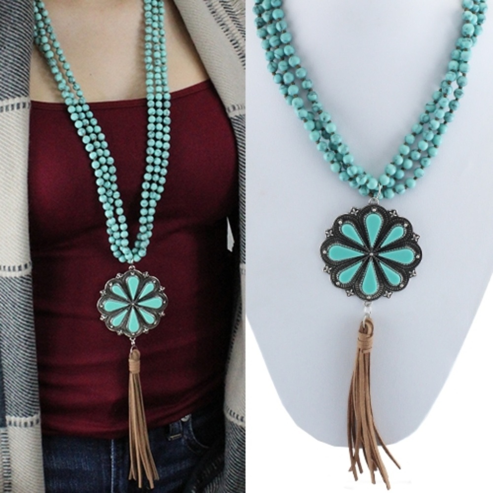 Turquoise Flower Statement Necklace